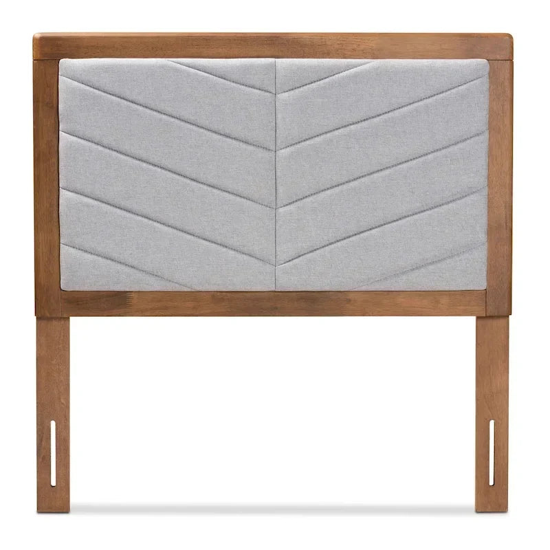 Tête de lit double moderne et contemporaine Iden en tissu et bois gris