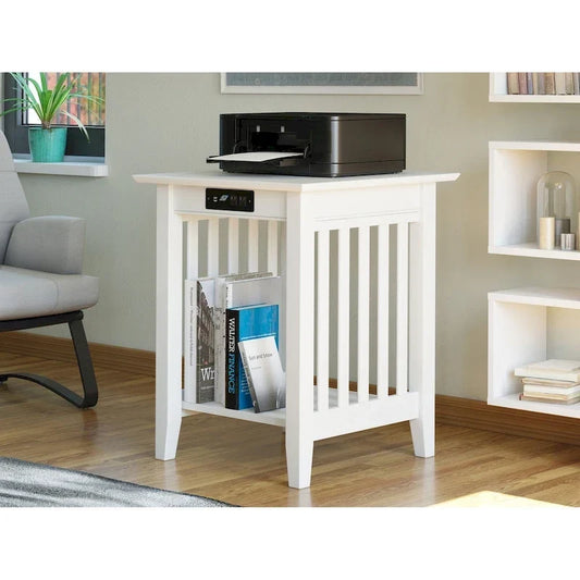 Meuble d'imprimante AFI Mission avec chargeur intégré - Blanc