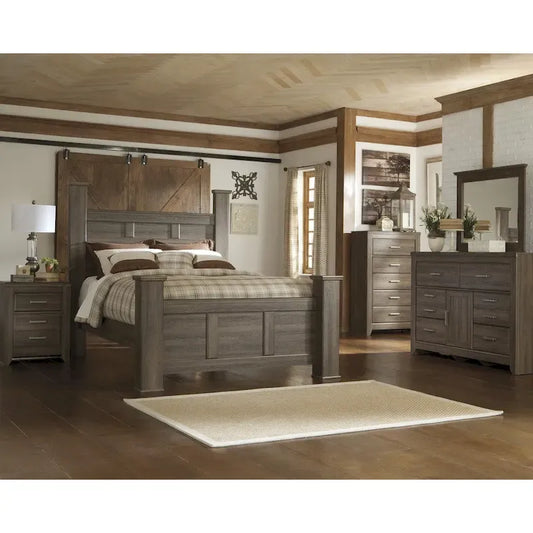 Lit à colonnes Juararo marron foncé
