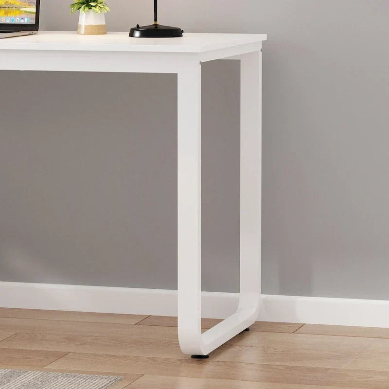 Bureau d'ordinateur d'angle Timechee de 55 pouces avec tiroirs et armoire, blanc
