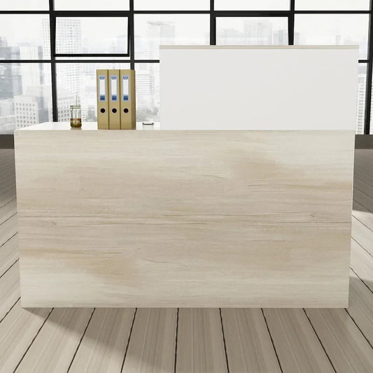 Comptoir de réception Timechee avec rangement verrouillable, texture bois