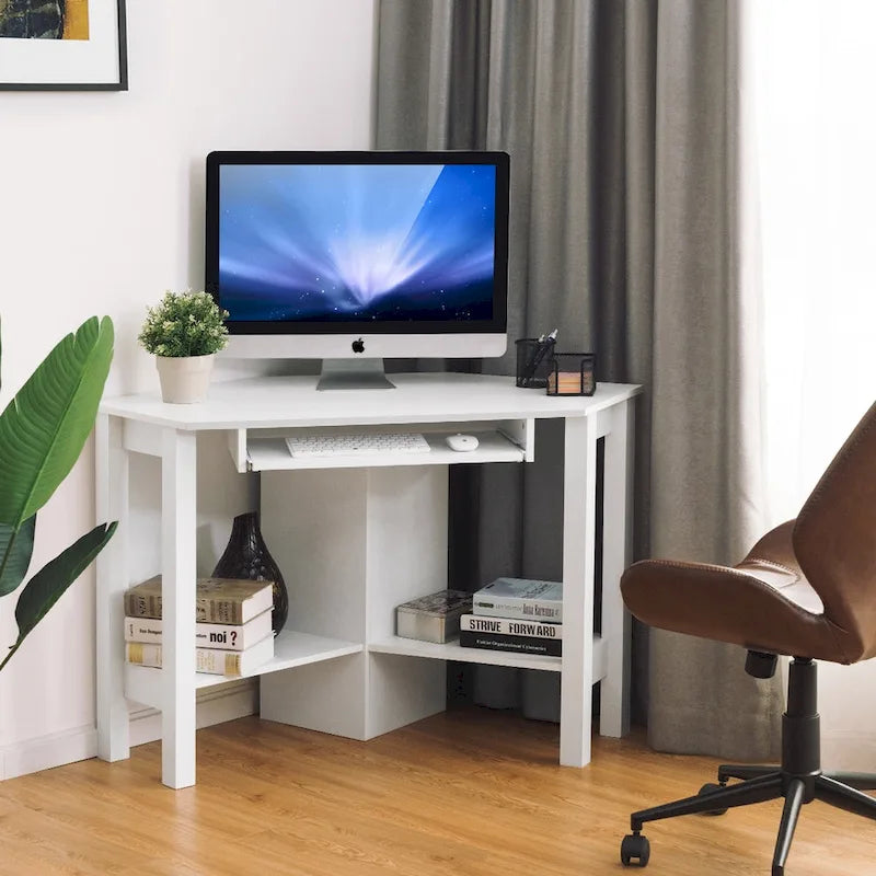 Bureau d'ordinateur d'angle en bois avec tiroir, table de bureau/d'étude
