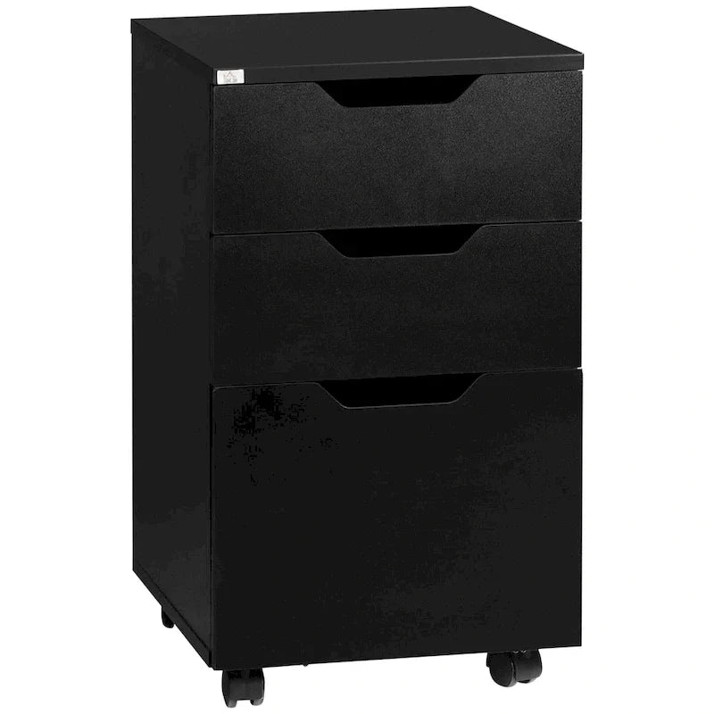 HOMCOM Meuble de Rangement à 3 Tiroirs sur Roulettes, Support d'Imprimante, Meuble de Classement Vertical
