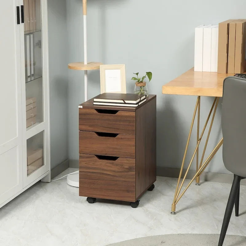 HOMCOM Meuble de Rangement à 3 Tiroirs sur Roulettes, Support d'Imprimante, Meuble de Classement Vertical