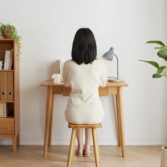 Bureau d'ordinateur en bois massif naturel à 100 %