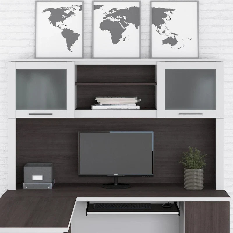 Bush Furniture Somerset Ash Gray Armoire de rangement de 60 po pour bureau en L – 59,09 L x 12,50 P x 35,69 H