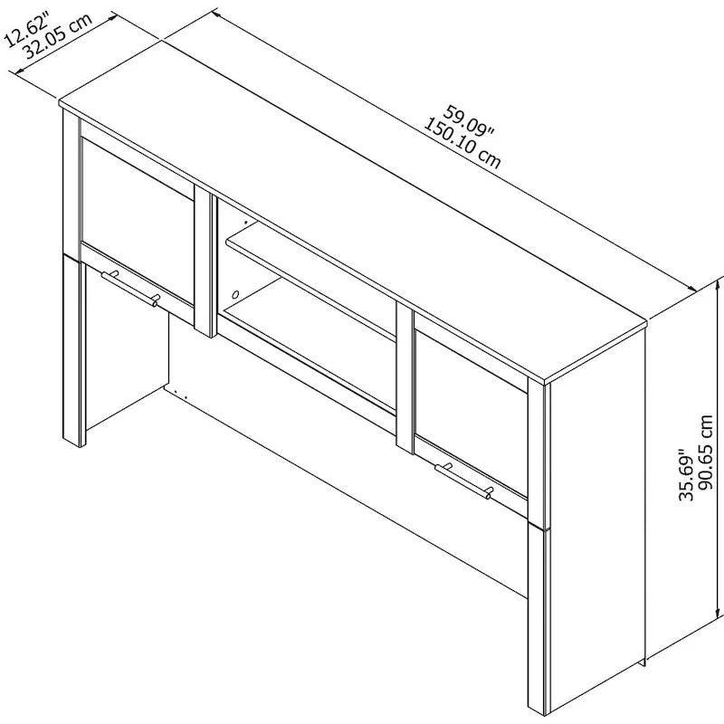 Bush Furniture Somerset Ash Gray Armoire de rangement de 60 po pour bureau en L – 59,09 L x 12,50 P x 35,69 H