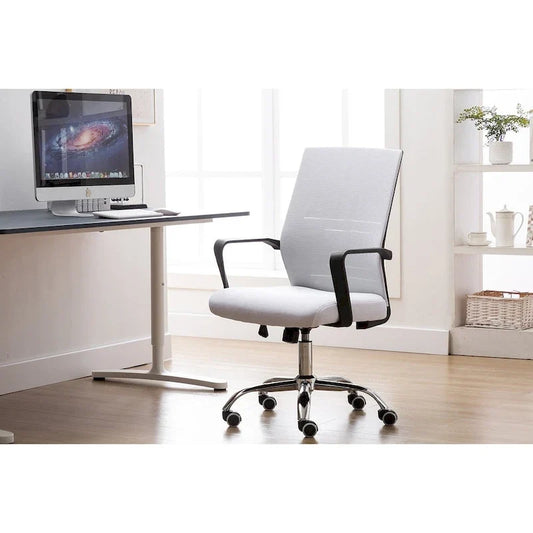 Chaise de bureau ergonomique en maille Balzac Porthos Home avec base à roulettes chromée