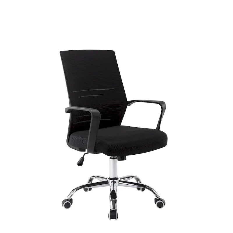 Chaise de bureau ergonomique en maille Balzac Porthos Home avec base à roulettes chromée
