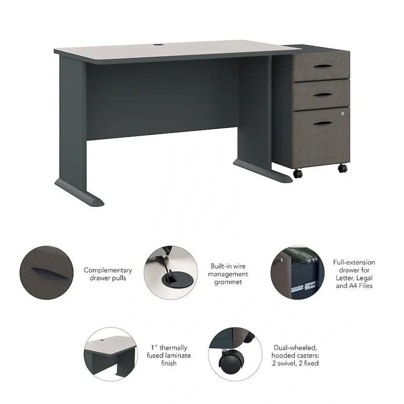 Bureau 48W de la série A avec classeur mobile par Bush Business Furniture