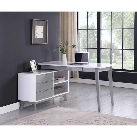 Bureau informatique pivotant en bois bicolore Somette Modern