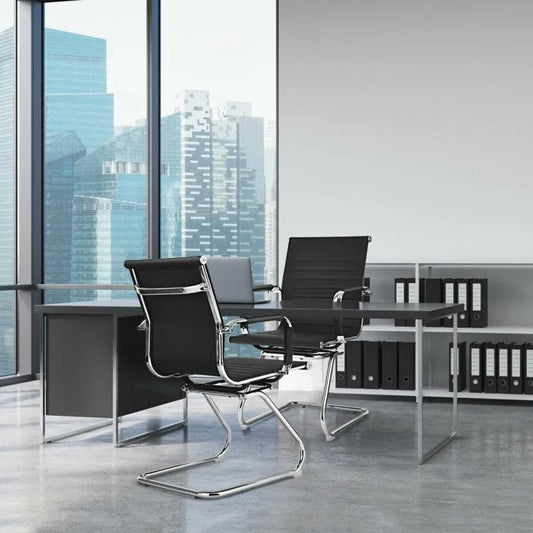 Ensemble de 2 chaises de conférence avec accoudoirs protecteurs