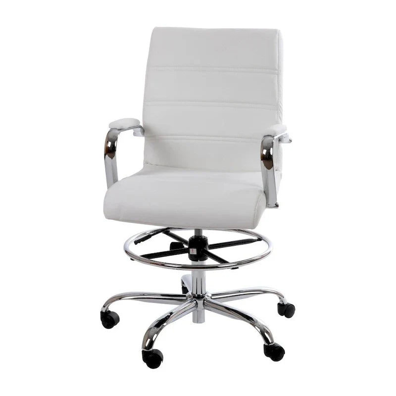 Chaise de dessin en LeatherSoft à dossier moyen avec anneau repose-pieds réglable et base chromée