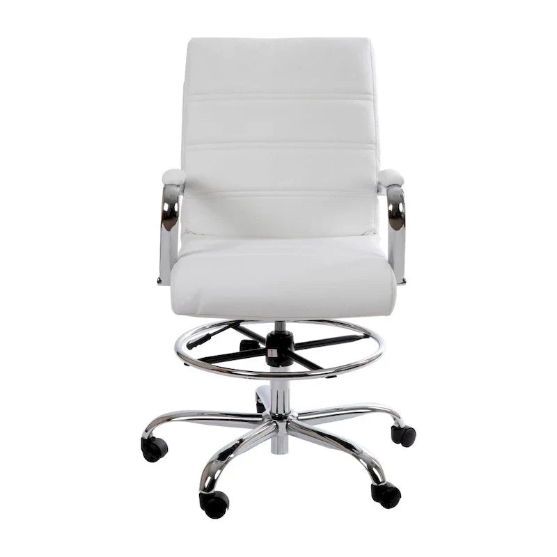 Chaise de dessin en LeatherSoft à dossier moyen avec anneau repose-pieds réglable et base chromée