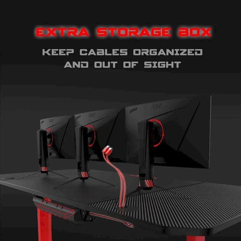 Bureau de jeu ergonomique BOSSIN en forme de T avec tapis de souris pleine surface, support de manette, porte-gobelet et crochet pour casque