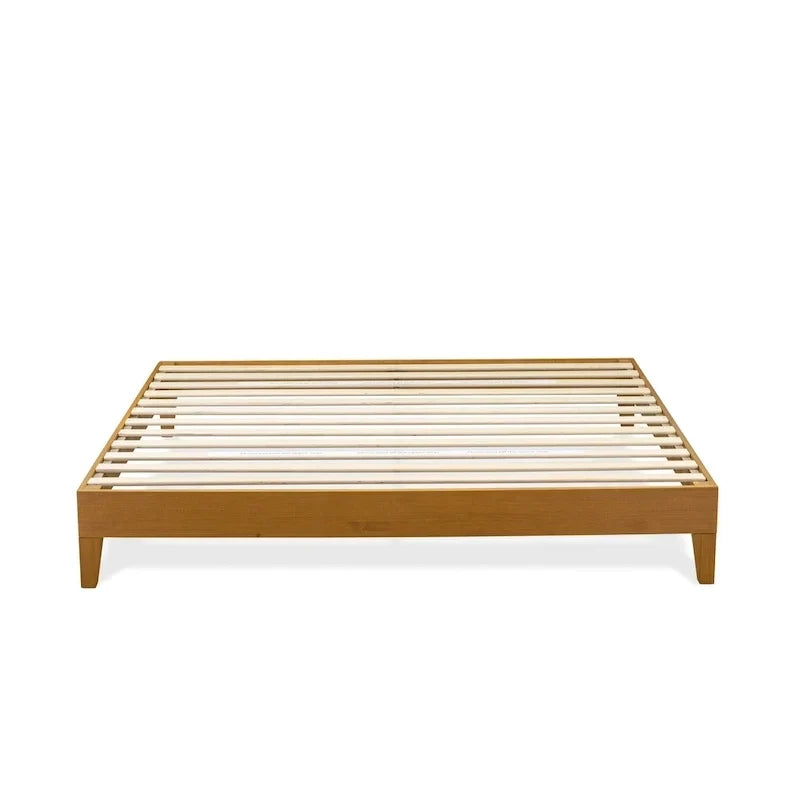 East West Furniture Lit Plateforme King avec 4 Pieds en Bois Massif et 2 Pieds Centraux Supplémentaires (Options de Couleurs du Cadre de Lit)
