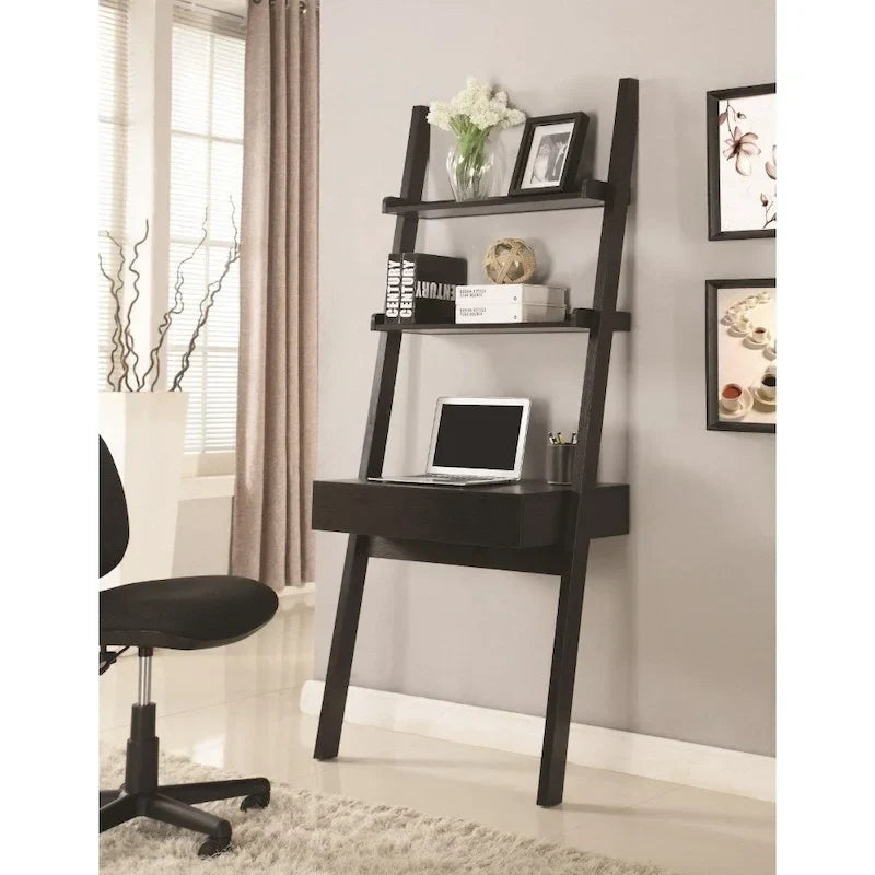 Bureau échelle original avec un tiroir, couleur cappuccino