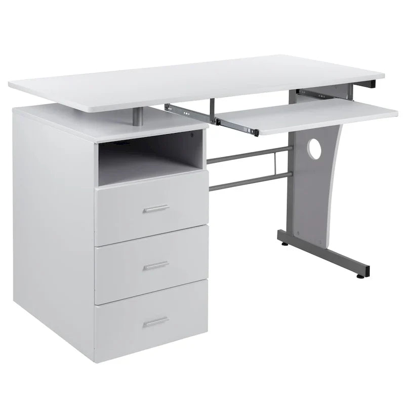 Bureau informatique 3 tiroirs avec tablette clavier