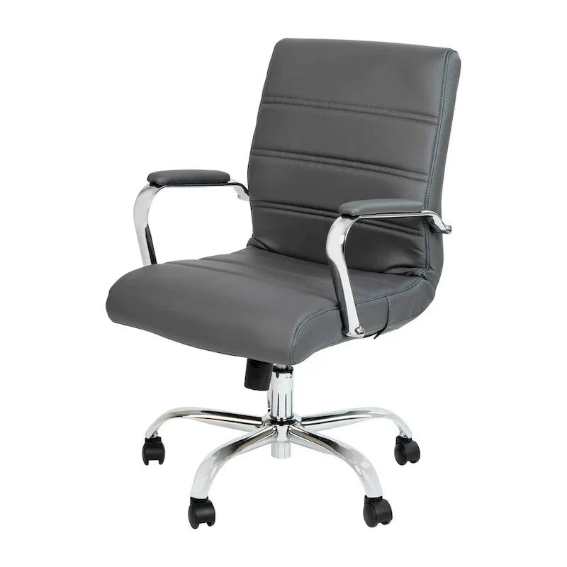 Fauteuil de bureau pivotant en cuir synthétique avec dossier mi-haut