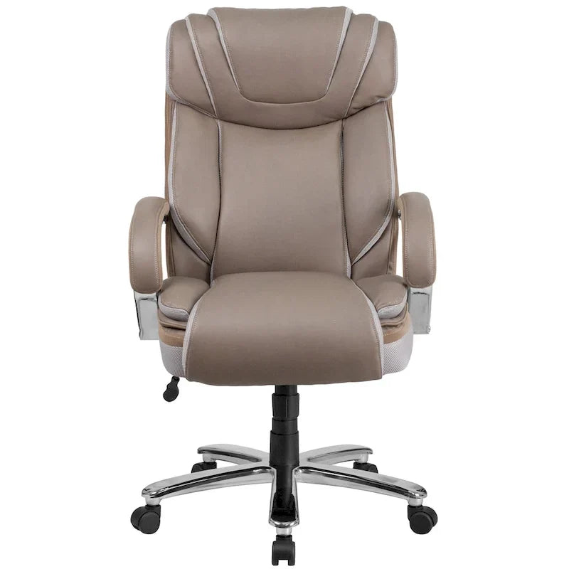 Chaise de bureau ergonomique pivotante en cuir pleine fleur, grande taille