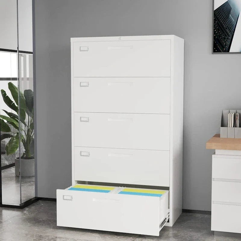 Armoire de classement latérale en acier à 5 tiroirs