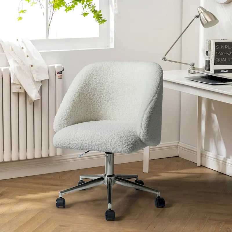 Chaise de bureau pivotante Joah Modern Boucle 360 réglable en hauteur avec roulettes par HULALA HOME - N/A
