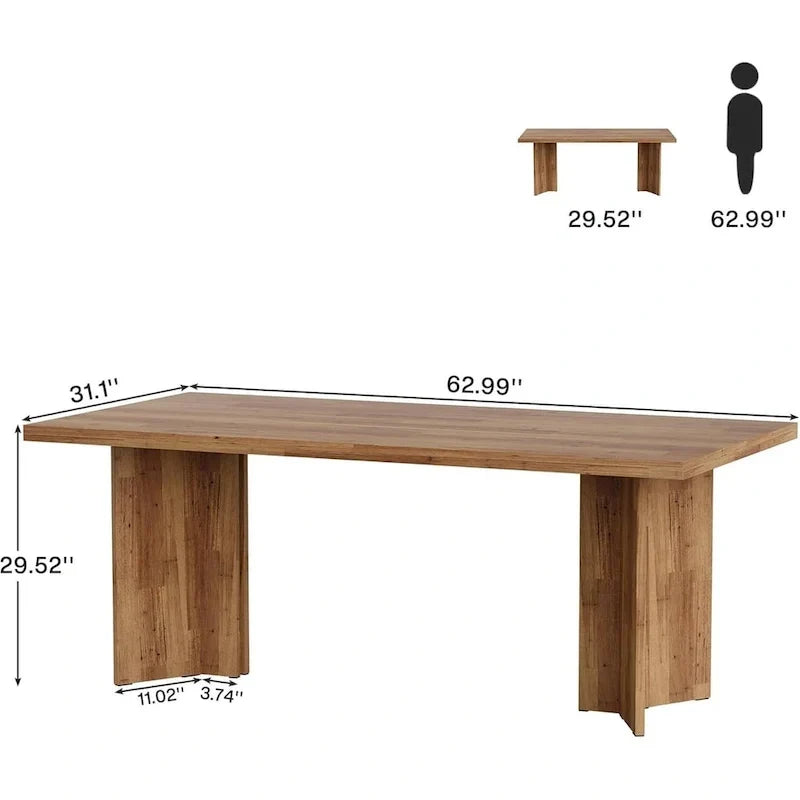 Bureau de direction de 63 pouces, grand bureau d'ordinateur moderne en bois