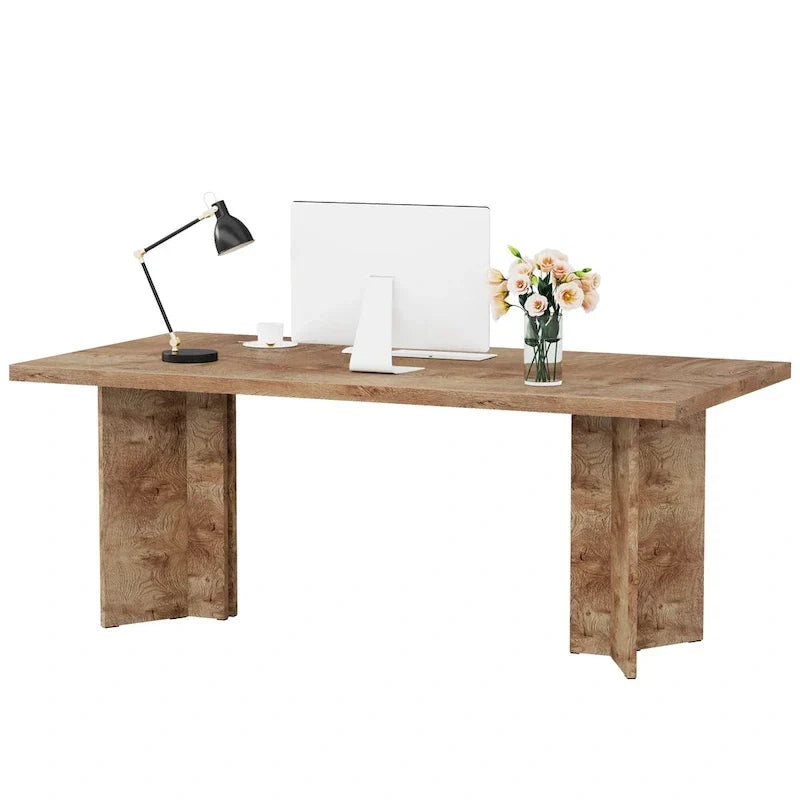 Bureau de direction de 63 pouces, grand bureau d'ordinateur moderne en bois