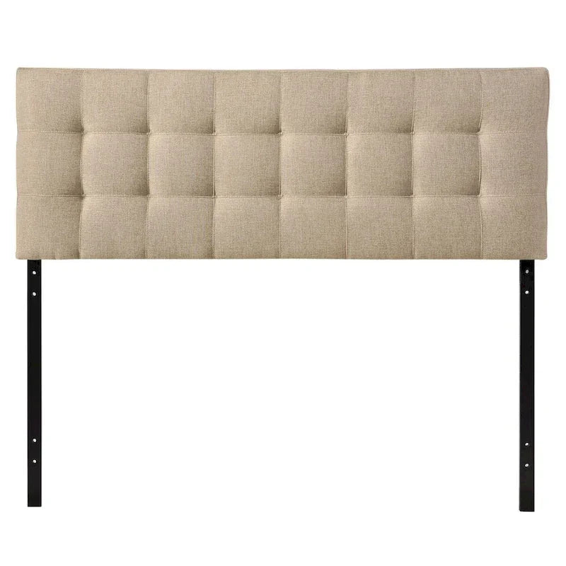 Tête de lit capitonnée en tissu beige style scandinave pour lit King Size