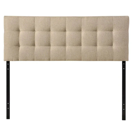 Tête de lit capitonnée en tissu beige style scandinave pour lit King Size