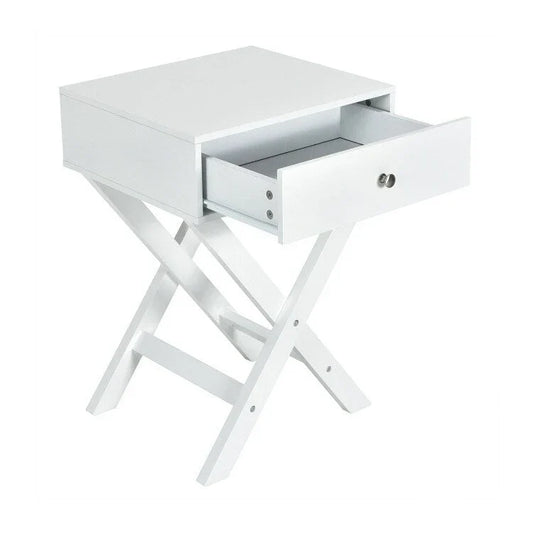 Table de chevet en X avec tiroir