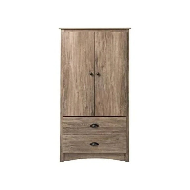 Armoire de rangement FarmHome rustique avec 2 tiroirs, chêne gris - 80 cm (L) x 56 cm (P) x 149 cm (H)