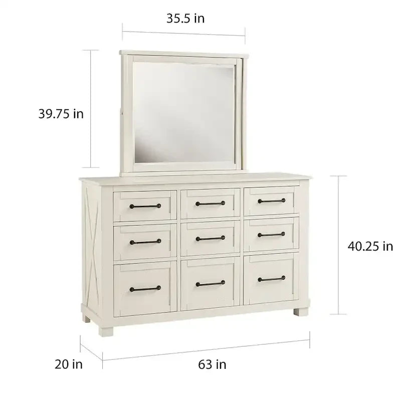 Collection de chambre à coucher Simply Solid Shanna 6 pièces en bois massif avec rangement