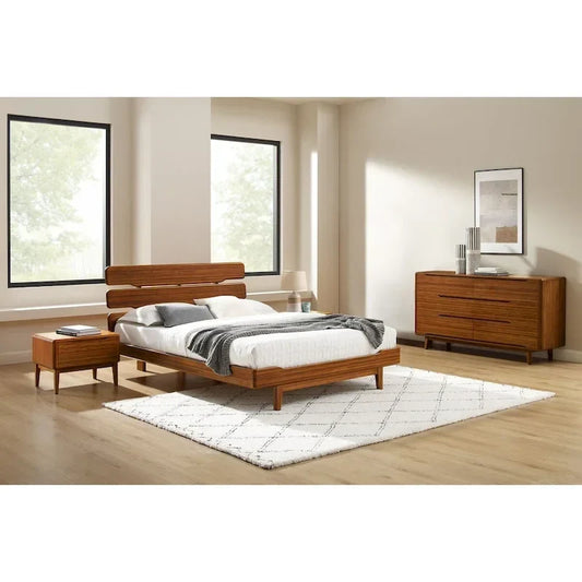 Ensemble de chambre à coucher 4 pièces Dylan Queen avec commode, couleur cuivre