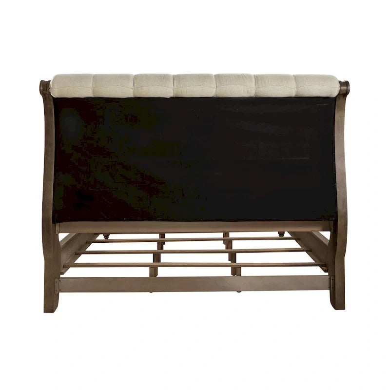 Ensemble de chambre à coucher Americana Farmhouse comprenant un lit traîneau, une commode, un miroir et une table de chevet