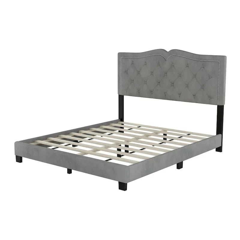 Cadre de lit rembourré Queen Size avec rivets