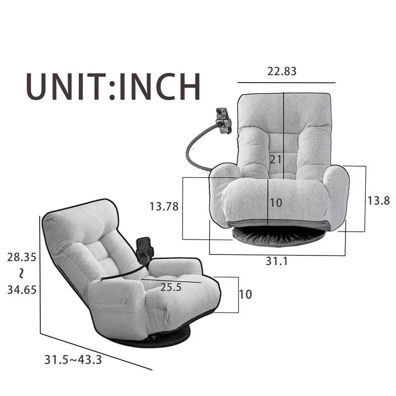 Chaise de jeu pivotante ergonomique inclinable