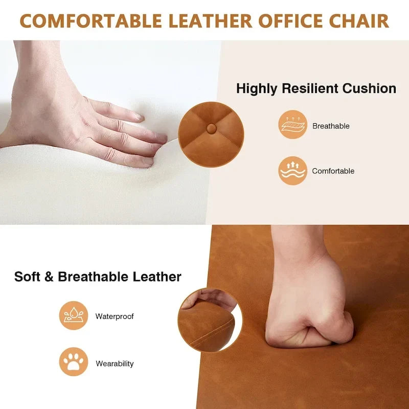 Javlergo Chaise de bureau sans accoudoirs, en cuir PU, hauteur réglable, pivotante à 360° pour le télétravail ou le bureau