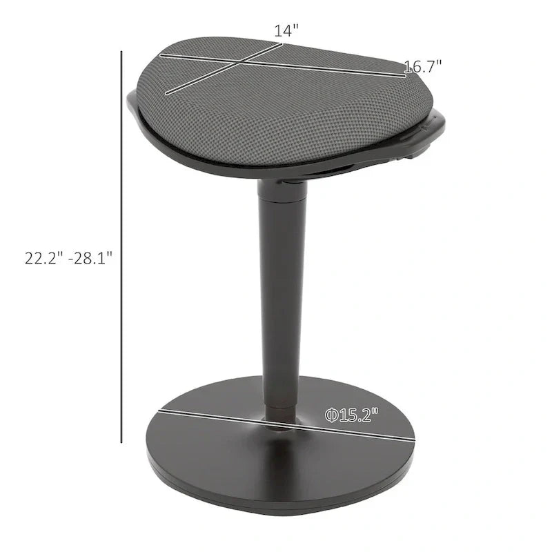 Chaise de bureau debout HOMCOM, tabouret ergonomique sans dossier, hauteur réglable 56,4-71,4 cm