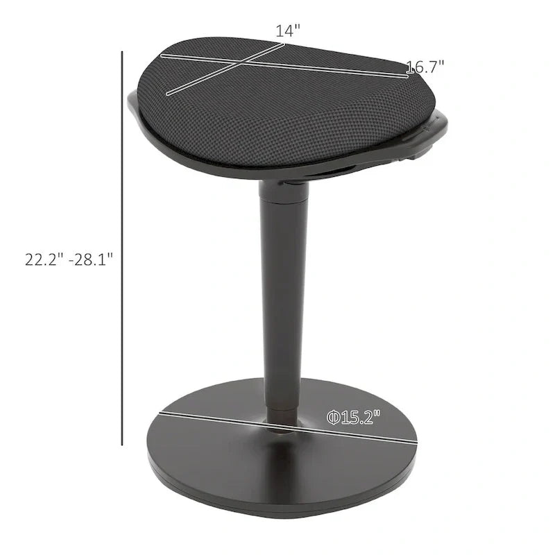 Chaise de bureau debout HOMCOM, tabouret ergonomique sans dossier, hauteur réglable 56,4-71,4 cm