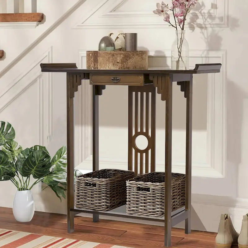 Console classique avec tiroir et étagère inférieure pour entrée ou couloir