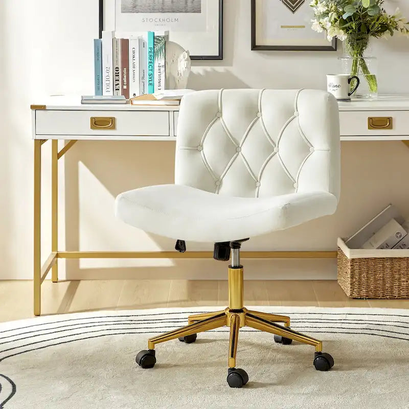 Fauteuil de bureau pivotant et inclinable Ollie Modern Flannel avec oreiller par HULALA HOME
