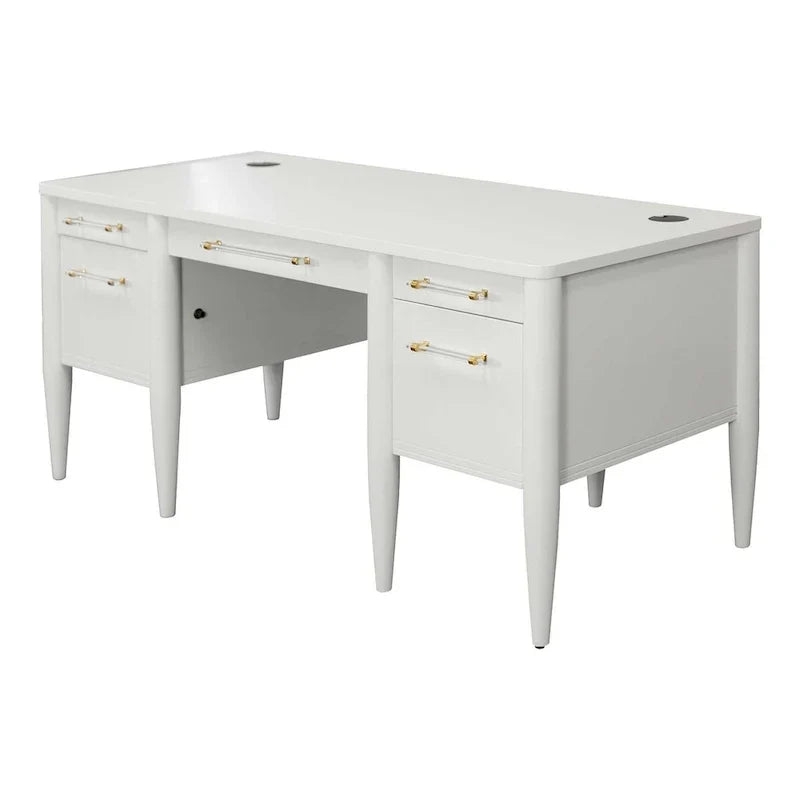 Bureau contemporain demi-piédestal, bureau, bureau d'appoint, blanc