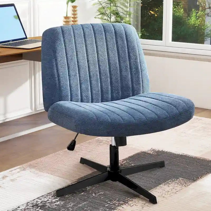 Chaise de bureau sans accoudoirs à roulettes, pour ordinateur, confortable et large, pivotante, réglable en hauteur, pour travailler les jambes croisées