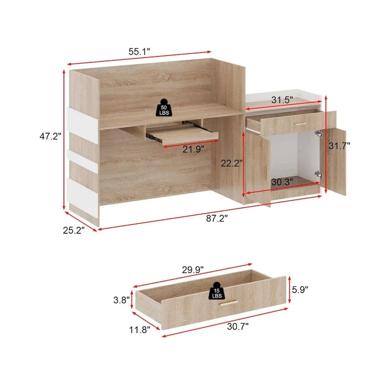 Bureau de réception contemporain avec tiroir clavier