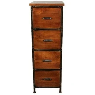 Meuble commode 4 tiroirs rustique fait main en bois massif AA Warehousing