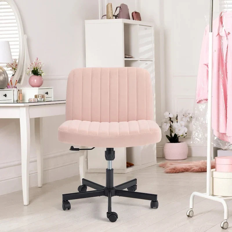 Chaise de bureau EROMMY à pieds croisésChaise sans accoudoirs entrecroisée avec roulettesRéglable en hauteur pour bureau, chambre, salon - S.O.