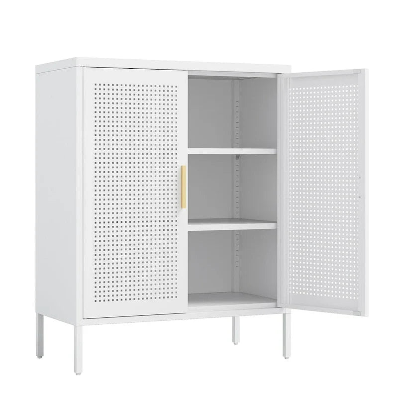 Armoire de rangement métallique avec 2 portes et 2 étagères réglables, armoire de rangement de garage verrouillable en acier, armoire de classement en métal