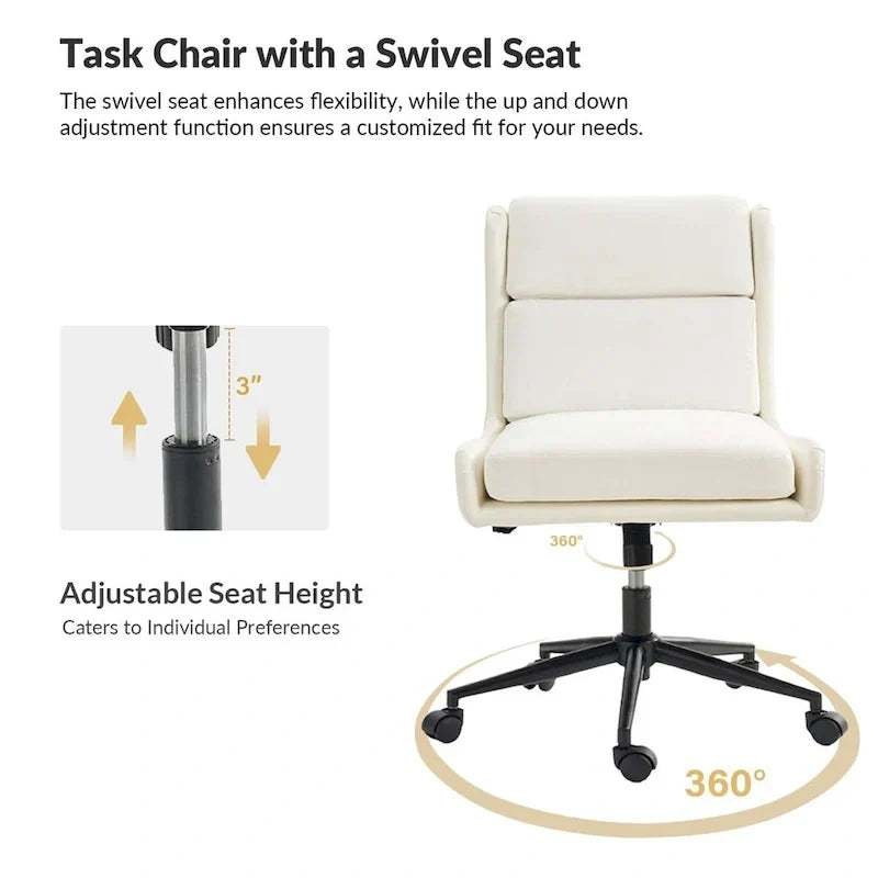 Fauteuil de bureau moderne pivotant et inclinable Siegfried avec revêtement souple amovible par HULALA HOME