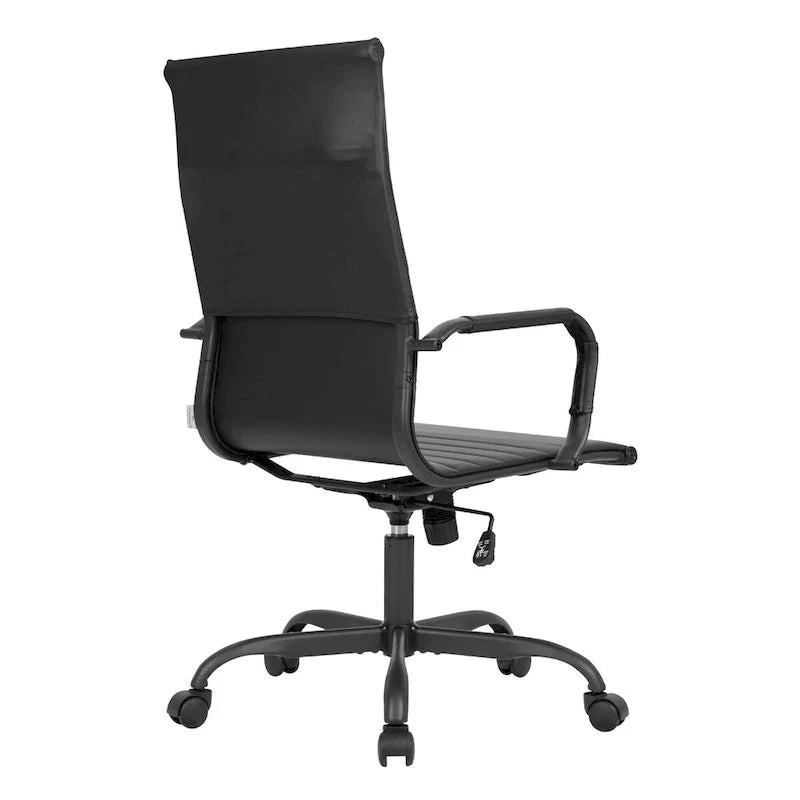 Chaise de bureau pivotante à dossier haut réglable en cuir côtelé Harris avec cadre en métal noir pour la maison, la salle de conférence ou le bureau